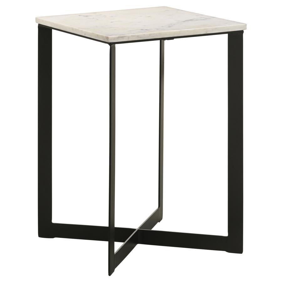 Clean lines take on a geometric look with extra personality, perfect for infusing some energy into your casual space. This end table and its contrasting palette becomes a focal point in any living room or bedroom. Feast your eyes on a crisply structured t