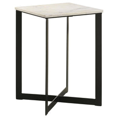 Clean lines take on a geometric look with extra personality, perfect for infusing some energy into your casual space. This end table and its contrasting palette becomes a focal point in any living room or bedroom. Feast your eyes on a crisply structured t