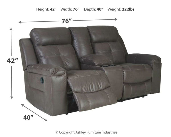 Jesolo - Dark Gray - DBL Rec Loveseat w/Console