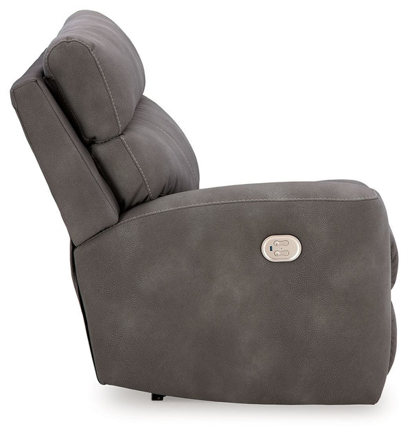 Next-Gen Durapella - Slate - 5-Piece Power Reclining Sectional With Console