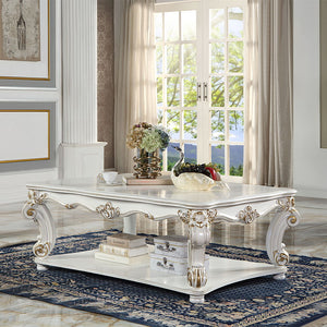 KD, Square Table with Scrolled Leg and Bottom Shelf Top Apron: Scrolled Decor Trim
