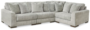 Sit back and enjoy the velvety softness of this sectional. Its contemporary design is accentuated by a subtle chevron pattern that masters the art of smart and sophisticated style.<br/><br/><b>Product Features</b><ul><li>Includes 4 pieces: left-arm facing
