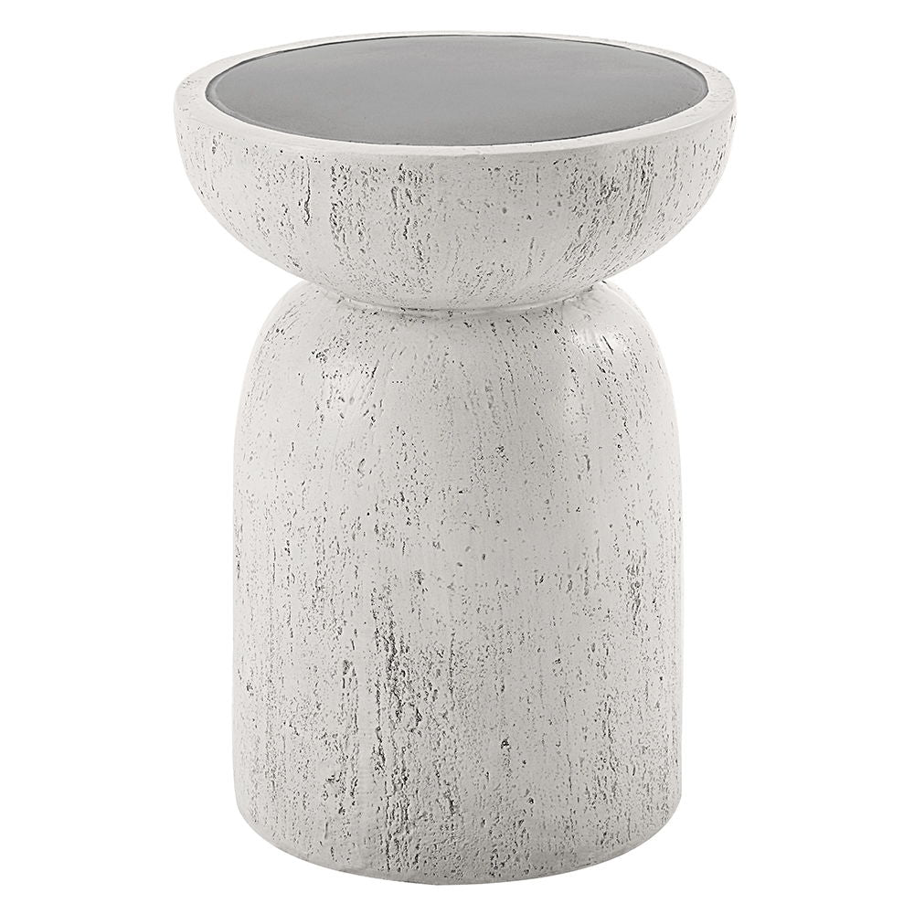 Introduce our Dylana round accent table brings a touch of modern elegance with its fixed table top and faux concrete finish in a nature gray hue. Perfect for contemporary spaces, its minimalist design adds sophistication to any room, making it a stylish a