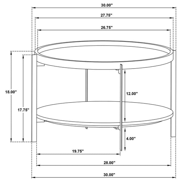 Adhvik - Round Wood Top Marble Shelf Coffee Table - Natural