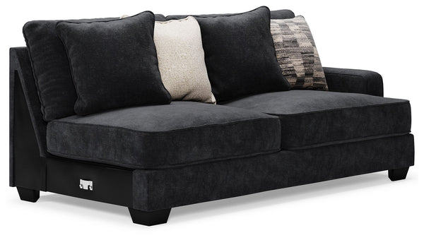 This right-arm facing sofa is made with polyester upholstery. Pairs with other items in the series to make a sectional.<br><br><b>Additional Dimensions</b><br><ul><li>Arm height: 26-"</li><li>Seat depth: 27-"</li><li>Seat height: 21-"</li><li>Top of cushi