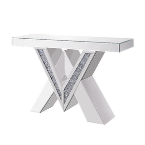 The Noralie Console Table will add a contemporary touch to any room in your home. With its clean lines, this brilliant rectangular occasional table showcases a distinctive style for an intriguing look. The table features a fully mirrored beveled table top