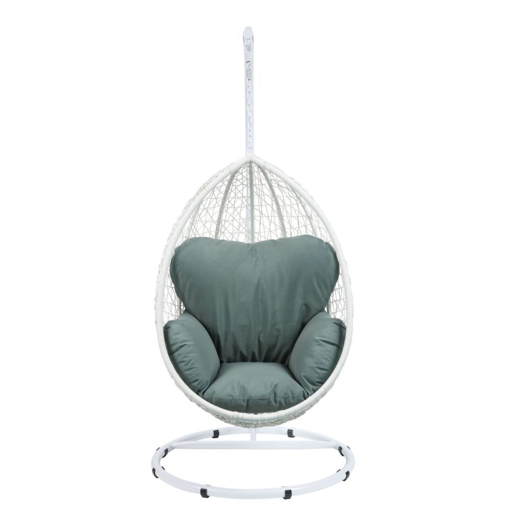Providing extra seating in your outdoor space, the Simona is a modern take on the classic patio swing chair. Intersecting white and black wicker creates a natural contrast and eye-catching style. Decorative versatility comes in the form of the two fabric 