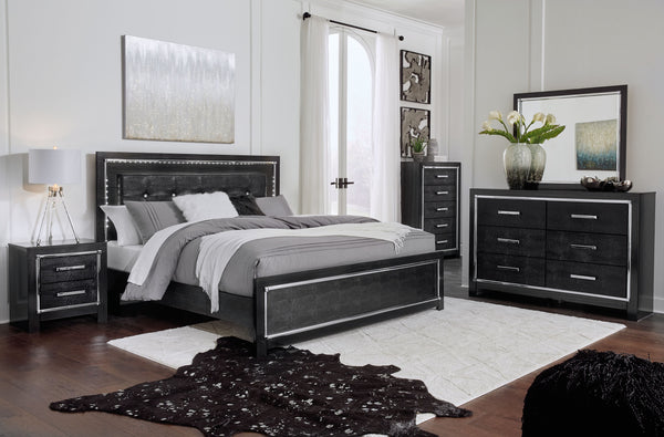 Kaydell - Black - King Upholstered Panel Bed