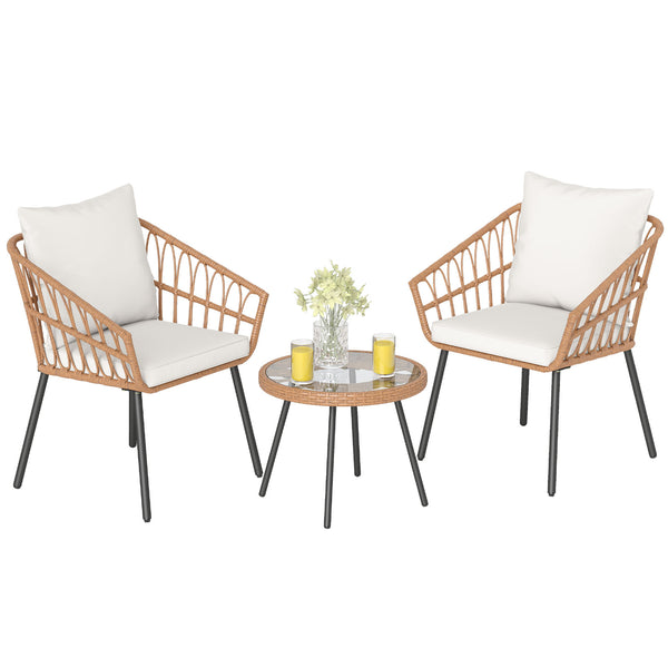 Hand-woven PE rattan combines durability with elegance<br>Soft cushions filled with high-elasticity sponge for added comfort<br>Easy-to-use zippers make it easy to detach and wash cushion covers<br>Thick metal tubes and triangular connectors for excellent