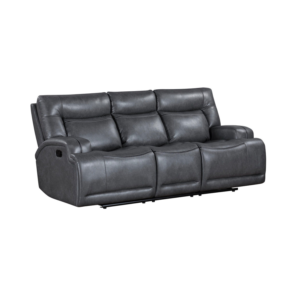 The Titan Reclining Sofa in gray is designed to offer the perfect combination of durability, comfort, and contemporary style. Built with hardwood plywood and engineered wood frames, this sturdy construction supports up to 350 lbs per seat, ensuring long-l