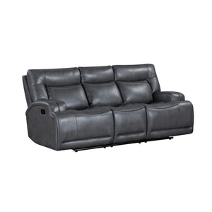 The Titan Reclining Sofa in gray is designed to offer the perfect combination of durability, comfort, and contemporary style. Built with hardwood plywood and engineered wood frames, this sturdy construction supports up to 350 lbs per seat, ensuring long-l