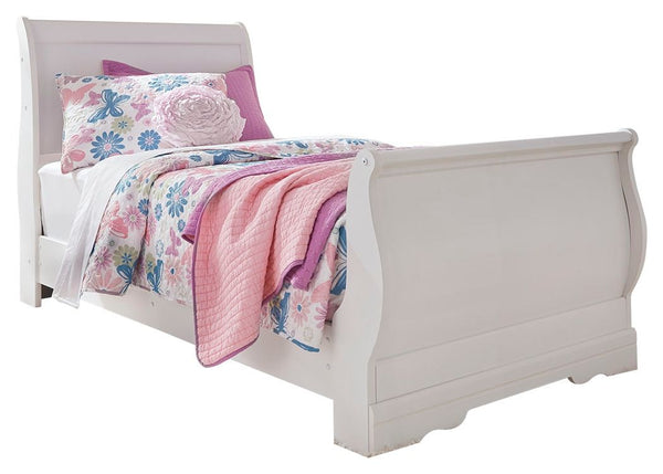Anarasia - White - Twin Sleigh Bed