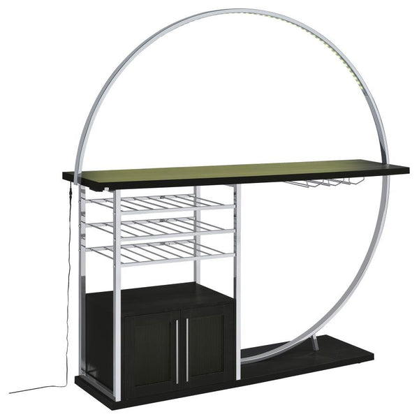 Risley - 2-Door Circular LED Home Bar Cabinet - Dark Charcoal