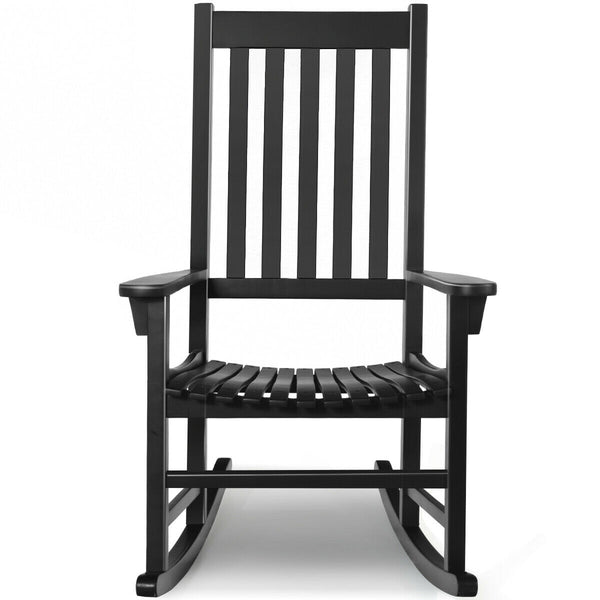 This rocking chair is constructed of premium acacia wood  which is corrosion-resistant and durable to support your long-term use. Â  Designed with contoured slatted seat  high back and widened armrest  the chair will give you comfortable sitting feeling t