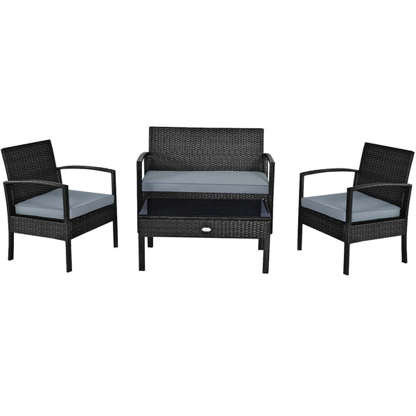 Made of sturdy and solid steel frame with all weather PE rattan  this patio rattan furniture set can keep stability and durability for long time use. Â  Breathable and soft cushions will hold you comfortably and the cover of cushion can be removed with sm