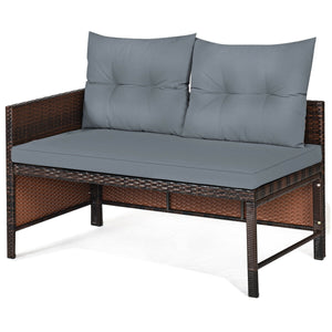 Outdoor sectional sofa  available for 3-4 friends comfortably with a glass table to hold food and drinks <br>Premium transparent tempered glass top  securely placed on the sturdy wicker table  more convenient to clean <br>L-shape design fits any corner of