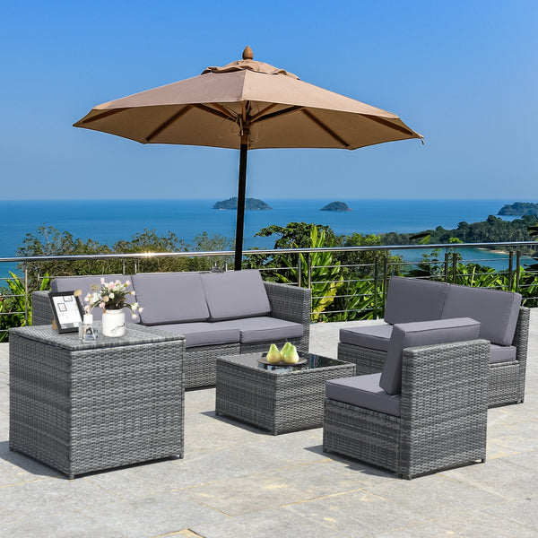 Including 6 sofas  1 storage box  1 coffee table  6 seat cushions and 6 back cushions <br>Sturdy iron frame and premium rattan for better durability <br>Large load-bearing capacity-- 360 lbs for each sofa and 110 lbs for coffee table <br>A storage box as 