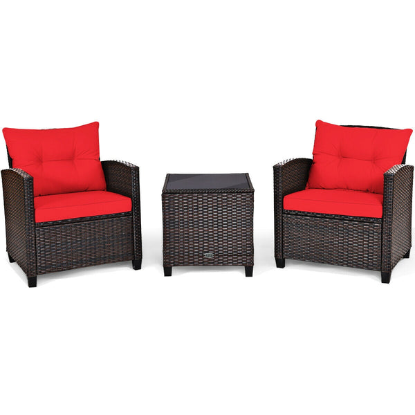 The strong and sturdy steel frame ensures the sturdiness of the set<br>Hand-woven rattan can withstand moderate rain or wind in outdoor<br>A wide armrest in suitable height is good for supporting and relaxing your arm<br>Thick and soft cushion with a high