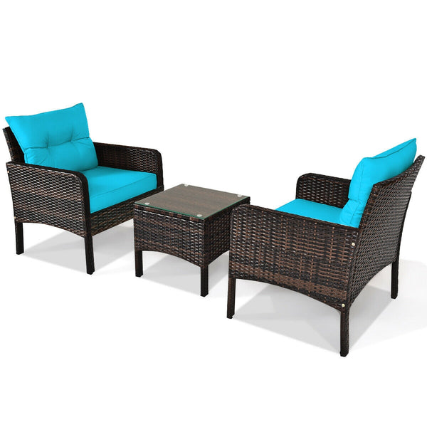 Made of high-quality PE rattan with strong toughness  it is not easy to break<br>Sturdy metal frame structure with superior load-bearing performance<br>A soft sponge filled cushions  comfortable and breathable<br>The thick tempered glass tabletop is sturd