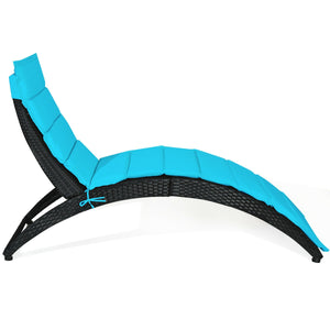 Durable PE rattan and stable steel frame for a long time using <br>Spacious and thick cushion for a comfortable seating experience <br>The cushion is fastened tightly on the lounge chair with rope <br>Ergonomic curve is better for relaxing your body <br>Q