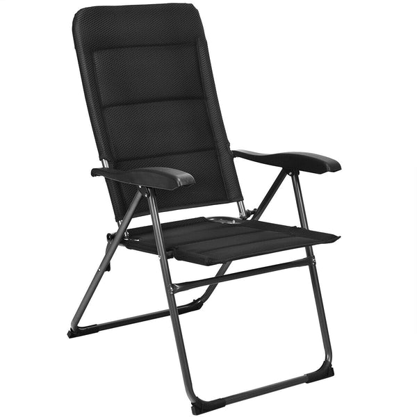 Made of steel frame and oxford fabric  this foldable sling chair can hold up to 300 lbs. Â  And the sponge design enhances its comfort for cozy sitting experience. Different from the traditional chairs  the backrest of this foldable chair can be adjusted 