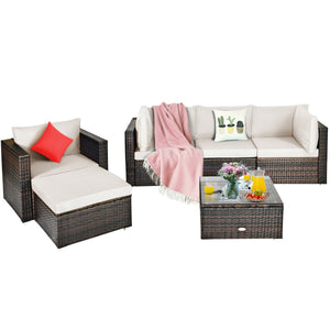 Durable rattan and sturdy steel materials are used to ensure a long lifespan <br>Thick and soft cushions for comfortable (pillows not included) <br>Removable and washable cushion cover with zipper <br>Free and flexible combination to meet your different n