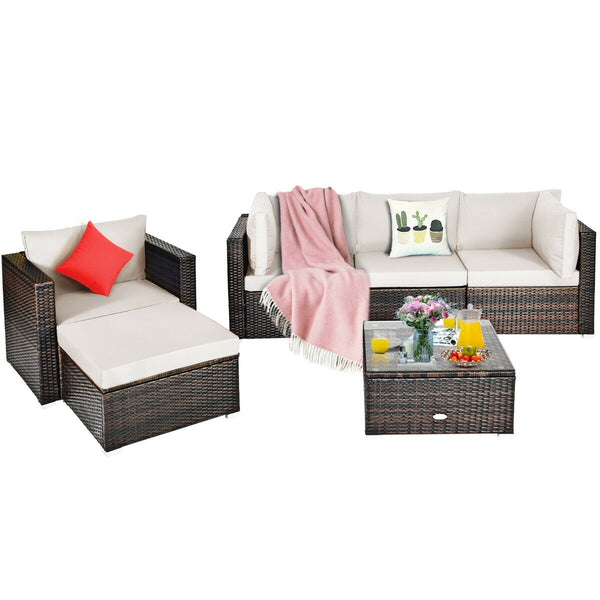 Durable rattan and sturdy steel materials are used to ensure a long lifespan <br>Thick and soft cushions for comfortable (pillows not included) <br>Removable and washable cushion cover with zipper <br>Free and flexible combination to meet your different n