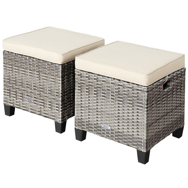 Â Can be used as additional seats with comfortable seat cushions<br>Â Ropes for keeping seat cushions with ottomans tightly<br>Â Serves as footstools for combining with other outdoor furniture<br>Â Waterproof and removable cushion covers for easy maintena