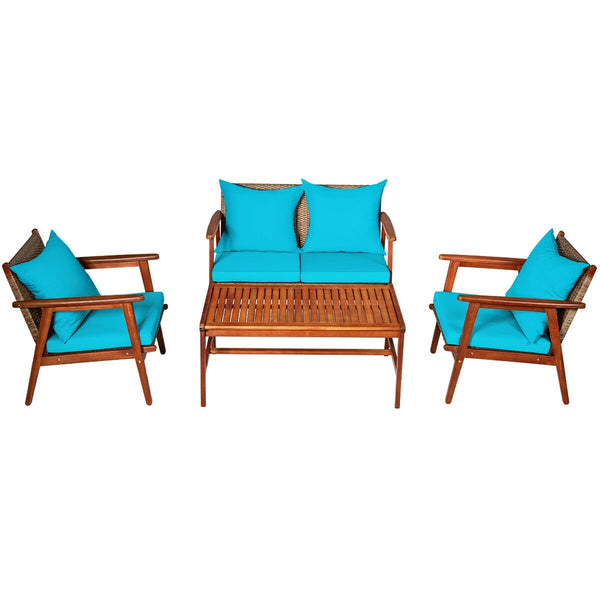 Including 2 x Single sofa  1 x Loveseat  1 x Coffee table  4 x Seat cushion  4 x Back cushion  1 x User guide<br>Hand-woven rattan is breathable and comfortable<br>Thick and soft cushions will provide you excellent comfort<br>Cover with the zipper of the 