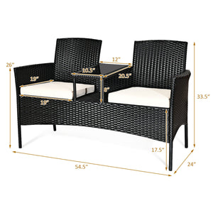 Rugged steel frame is durable and sturdy<br>High-quality rattan is weather-resistant and fade-resistant<br>Tempered glass table top is fixed by powerful suckers<br>Soft seat cushions is filled with high-density sponge<br>The zippered cover is removable an
