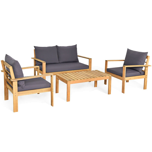 Made of solid acacia wood with FSC certification  superior durable<br>Thick and cozy cushion provides ultimate comfortable<br>Detachable cushions and waterproof for outdoor use<br>Freely DIY the furnish  for an optimal new look<br>Spend time with your fam