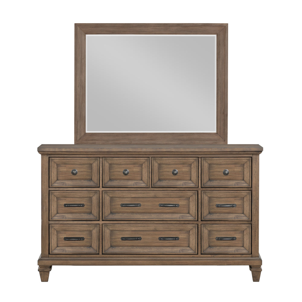 The Mariana 2-Piece Dresser and Mirror Set in Vintage Mocha is a harmonious blend of timeless craftsmanship, elegant design, and practical functionality. Expertly crafted from solid Acacia, manufactured wood, and Acacia veneers, this set highlights the na