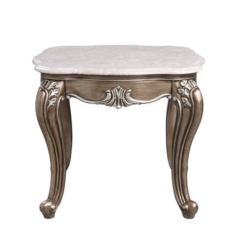 Elozzol - End Table - Marble & Antique Bronze Finish