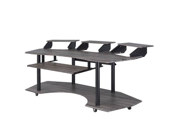 With no detail left unnoticed, this Eleazar Music Recording Studio Desk provides excellent functionality and versatile organizing options. With an extensive desk top design, plenty of workable surface area is left. The multi-funtion hutch is perfect for d