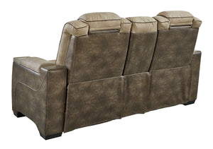 Next-Gen Durapella - Sand - Power Reclining Loveseat With Console/Adj Headrest