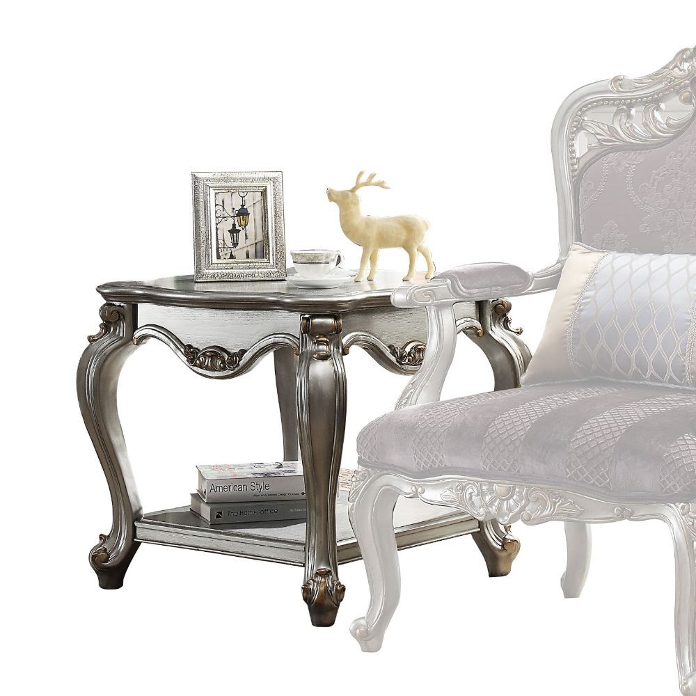 Inspire your home and create an upscale atmosphere with the Picardy occasional tables. This collection table adds classic style to any sitting area featuring a traditional handcrafted design. This luxurious features include solid wood frame in antique pla