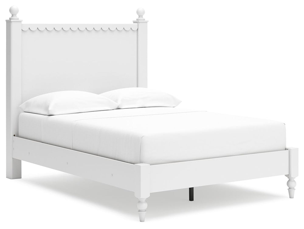 Make morning or bedtime that much more magical with this full panel bed. Charmingly cute with its scalloped detailing, it appeals to both her sense of playful whimsy and your love for modern design. And the bed-'s crisp white finish gives you the versatil