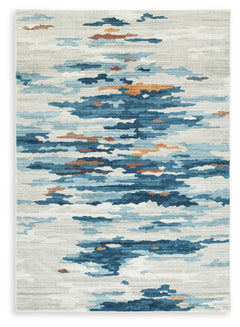 Add abstract flair to your floor with this rug. In a mixed palette of cool hues and muted neutrals, itâ€™s a subtly striking way to add contemporary color underfoot. Donâ€™t want to deal with upkeep? This rug is machine washable for easy care.<br/><br/><b