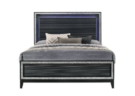 Haiden - Eastern King Bed - Led & Weathered Black Finish