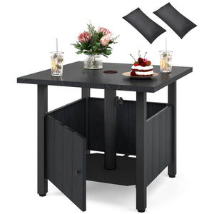 Sturdy zinc-iron alloy structure for enhanced stability<br>Ensure extra sturdiness with reinforced structure and sturdy supporting base<br>Maintain balance thanks to the adjustable foot pads<br>1.89" umbrella hole for most standard patio umbrellas (not in