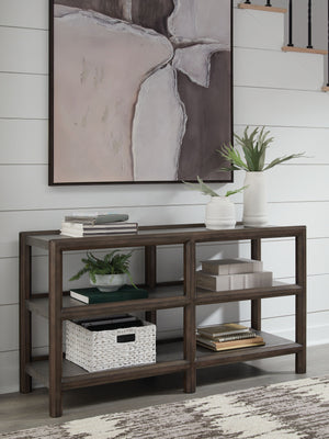  with faux cement lending an industrial edge to the contrasting dark brown finish. For a functional touch