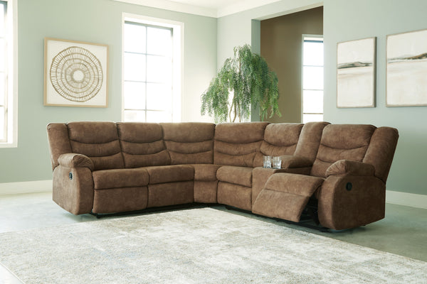 Partymate - Brindle - 3 Pc. - 2-Piece Rec Sectional With Console