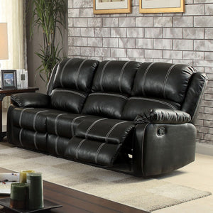 The Zuriel reclining sofa collection is a wonderful choice for any family room, combines luxurious faux leather with the comfort of padded, reclining seating. Comfortable contoured seats, soft to the touch while the reclining footrests offer full leg supp