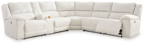 This power reclining sectional complements your contemporary cozy space. Bold block arms accentuated with form-fitting padding lend a high-style silhouette. An ample seating area invites you to sprawl during binge watches and relaxed reading hours alike. 