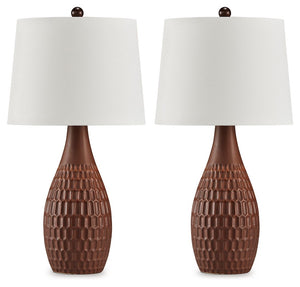 Itâ€™s hard to decide what makes this table lamp set more beautiful. Is it the textured ceramic base, ripe with visual dimension? Or is it the earthy glaze that exudes casual elegance? Either way, it brilliantly brightens entryways, bedrooms and living sp