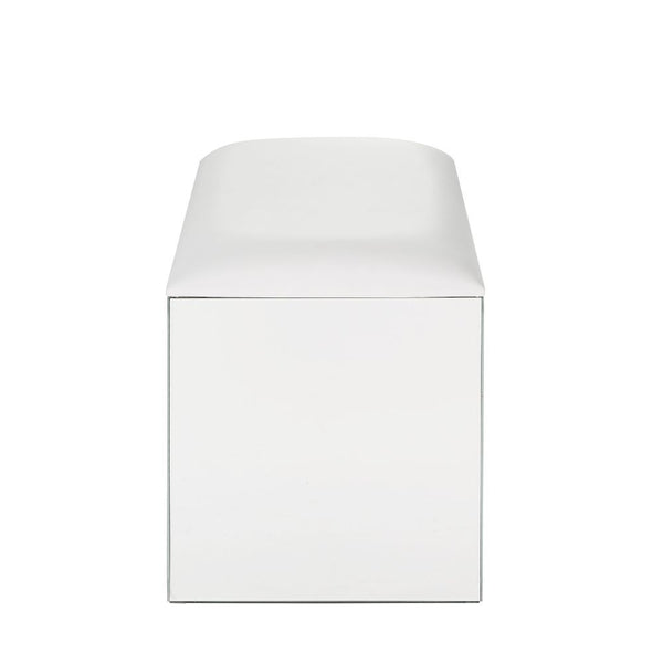  Rectangular Armless Stool (Backless) â€¢ NO Storage (Open Base) â€¢ Stationary Seat â€¢ Padded Seat: PU Cushion â€¢ Beveled Mirrored Finish