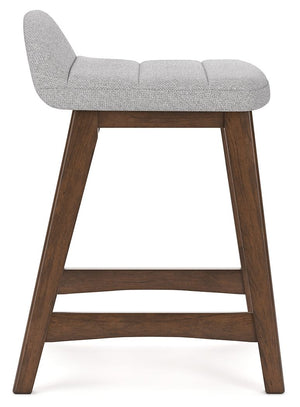 Lyncott - Light Gray / Brown - Upholstered Barstool (Set of 2)
