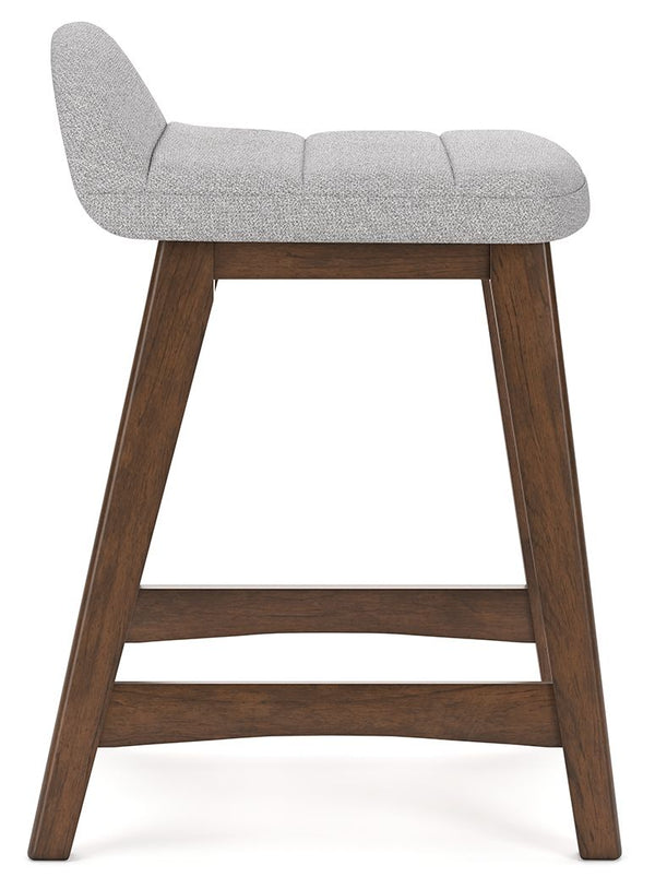 Lyncott - Light Gray / Brown - Upholstered Barstool (Set of 2)