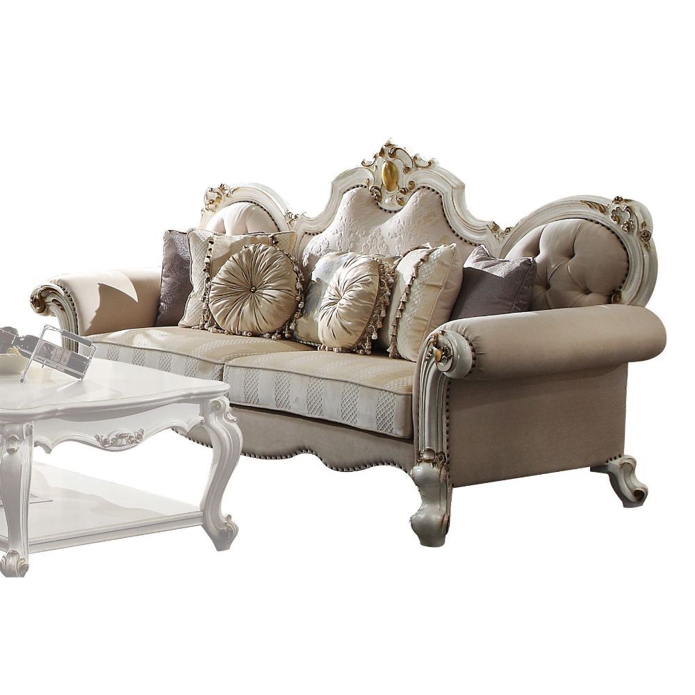 Inspire your home and create an upscale atmosphere with the Picardy II sofa. This sofa adds classic style to any sitting area featuring a traditional handcrafted design. This luxurious sofa is upholstered in a beautiful light floral and patterned fabric a