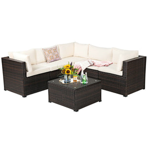 Weather-resistant PE rattan wicker for long outdoor use <br>Sturdy steel frame with excellent stability and sturdiness <br>L-shaped footpads protect the floor and enhance stability <br>Thick and soft cushions for extra comfort <br>Detachable covers of cus